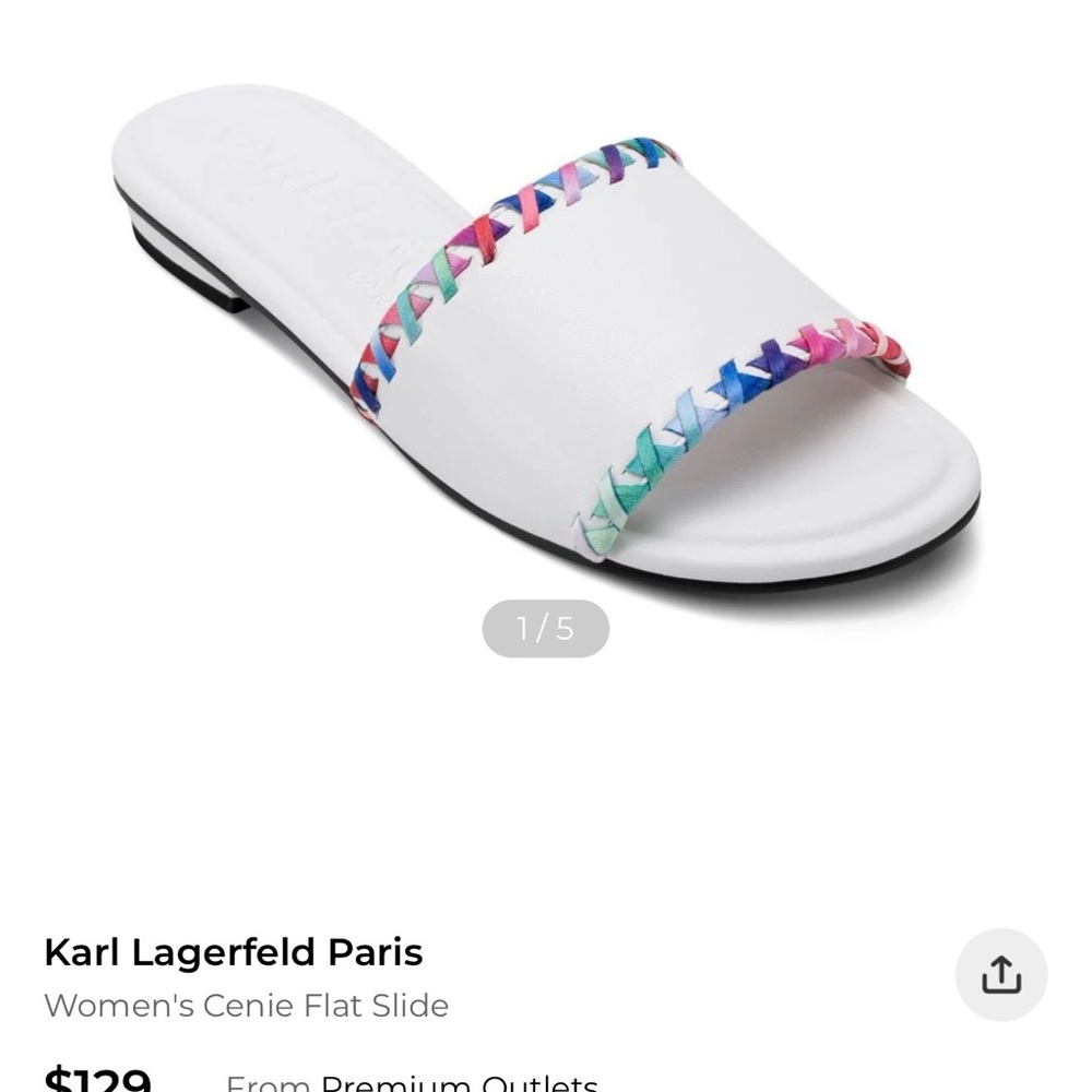 Karl Lagerfeld White Multicolor Flat Slides